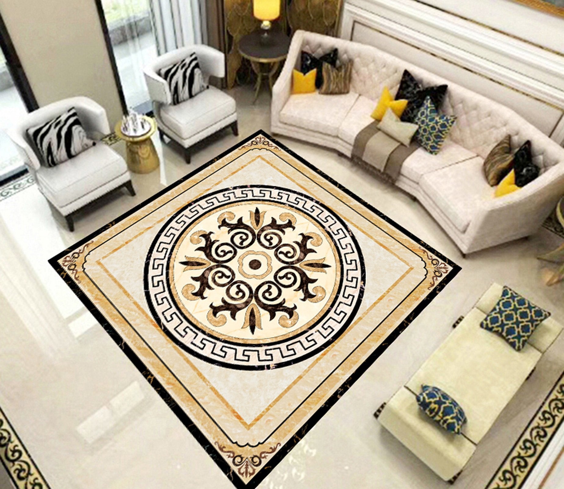 3D Black Round WG632 Floor Mural Wallpaper AJ Wallpaper 2 