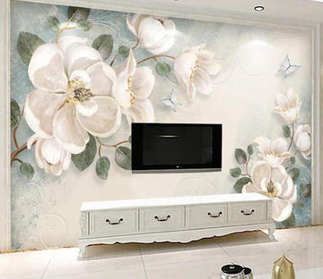 3D White Flowers 477 Wall Murals Wallpaper AJ Wallpaper 2 