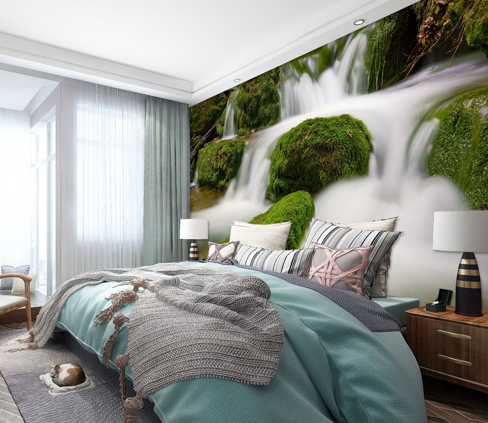 3D Waterfall Stones 1722 Wall Murals