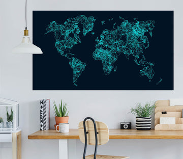3D Land Night 293 World Map Wall Sticker