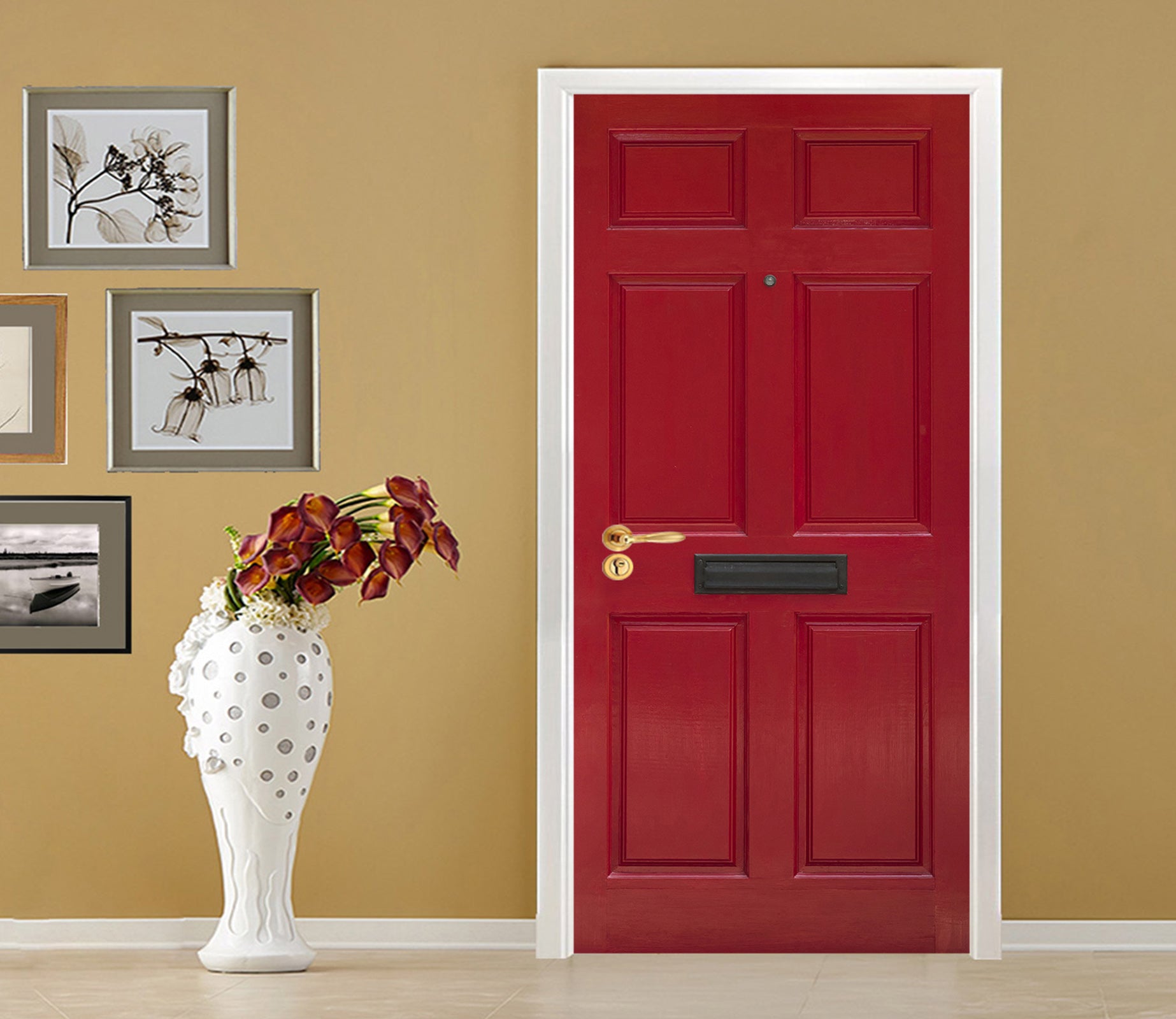 3D Red Door 029 Door Mural