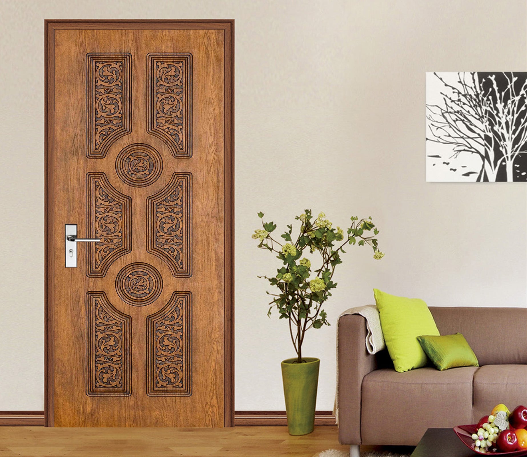 3D Wood Circular Pattern 014 Door Mural