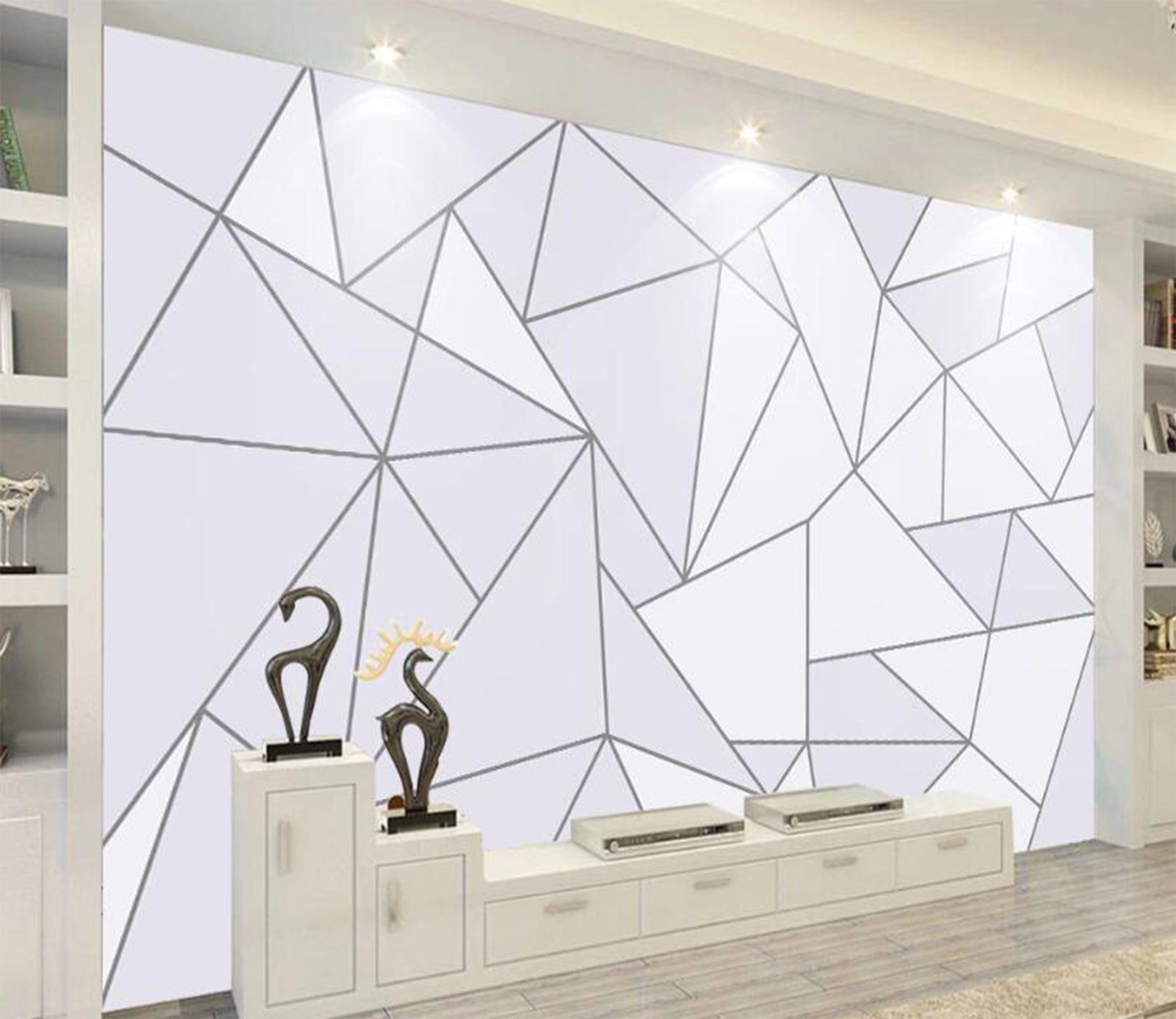 3D Lilac And White Triangles 2355 Wall Murals