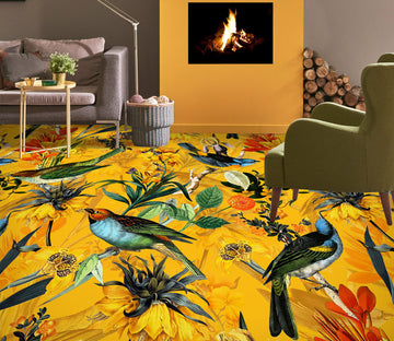 3D Yellow Flower Bird 99192 Uta Naumann Floor Mural  Wallpaper Murals Self-Adhesive Removable Print Epoxy