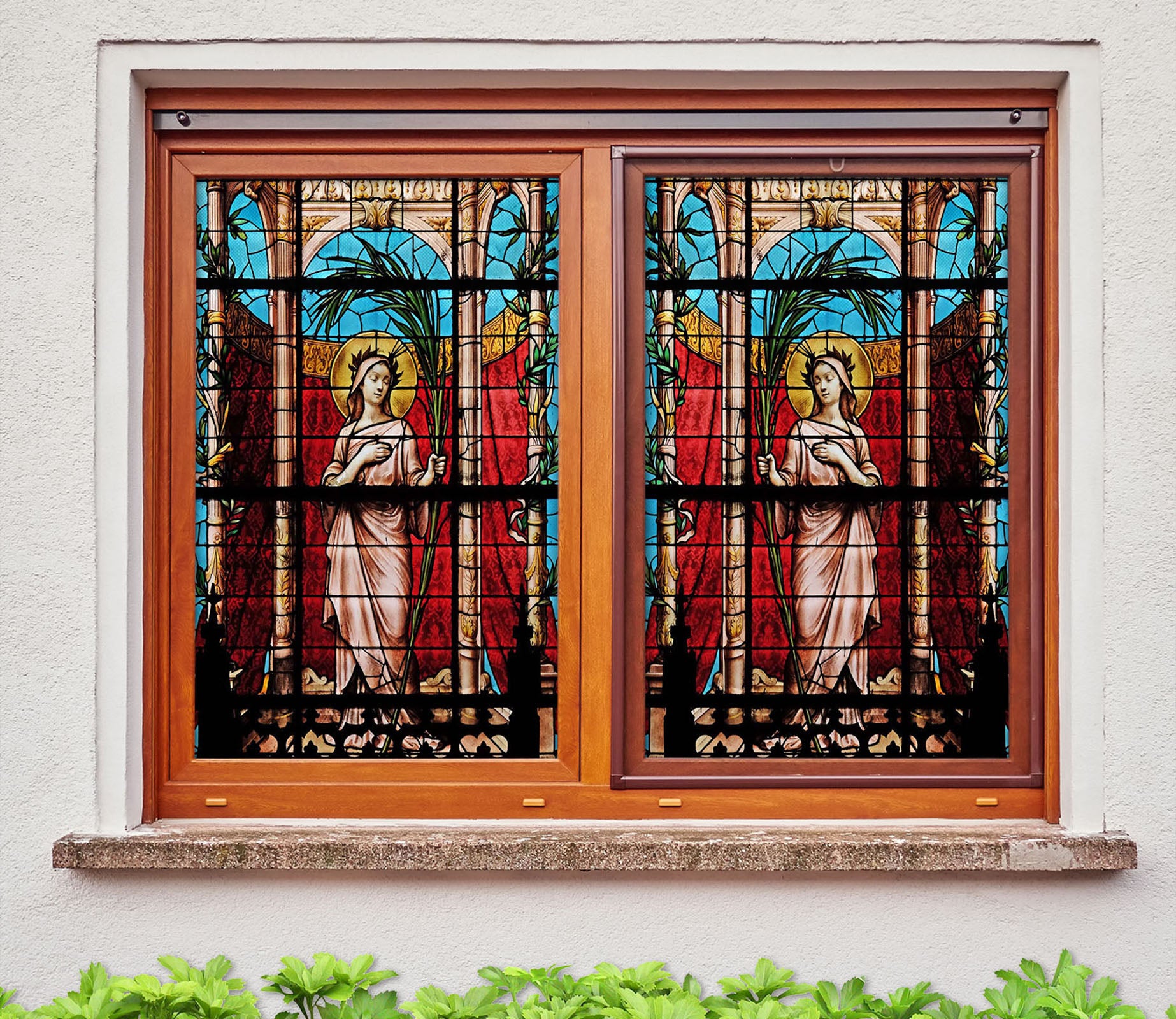 3D Religious Woman 223 Window Film Print Sticker Cling Stained Glass UV Block
