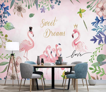 3D Sweet And Lively Flamingos 2443 Wall Murals