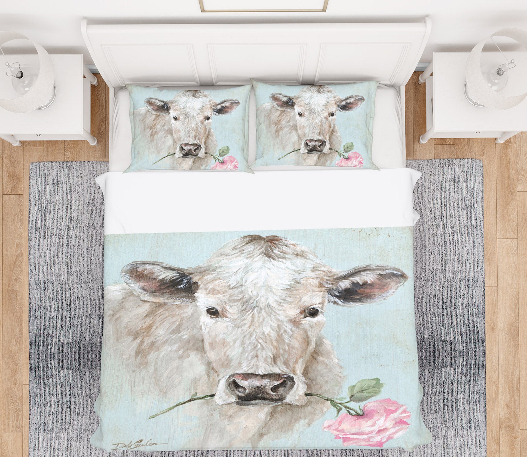 3D Flower Cattle 2160 Debi Coules Bedding Bed Pillowcases Quilt