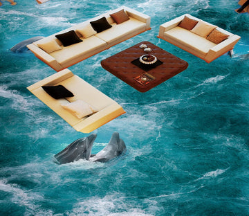 3D Churning Dolphin 564 Floor Mural  Wallpaper Murals Rug & Mat Print Epoxy waterproof bath floor