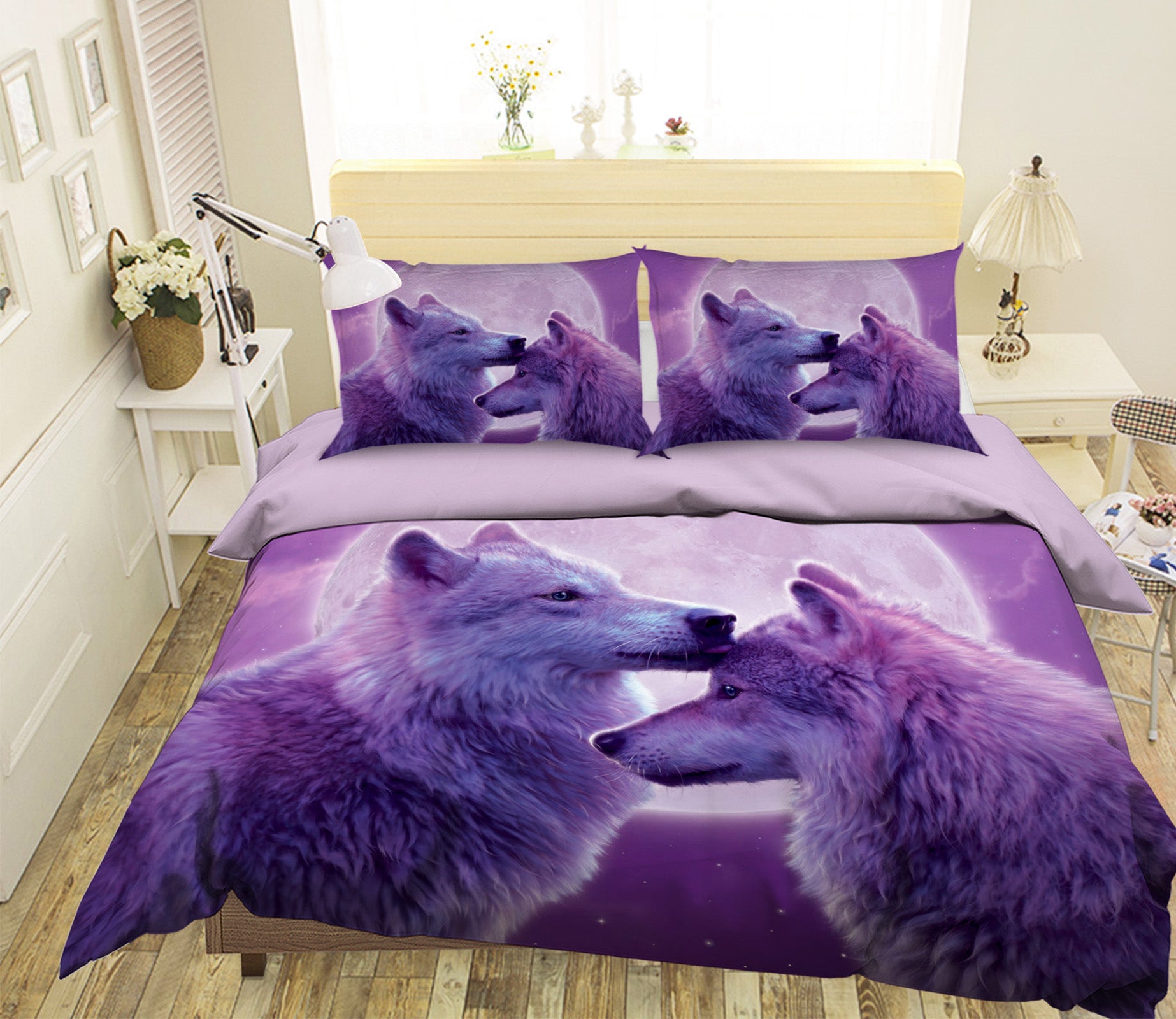 3D Loving Wolves 057 Bed Pillowcases Quilt Exclusive Designer Vincent