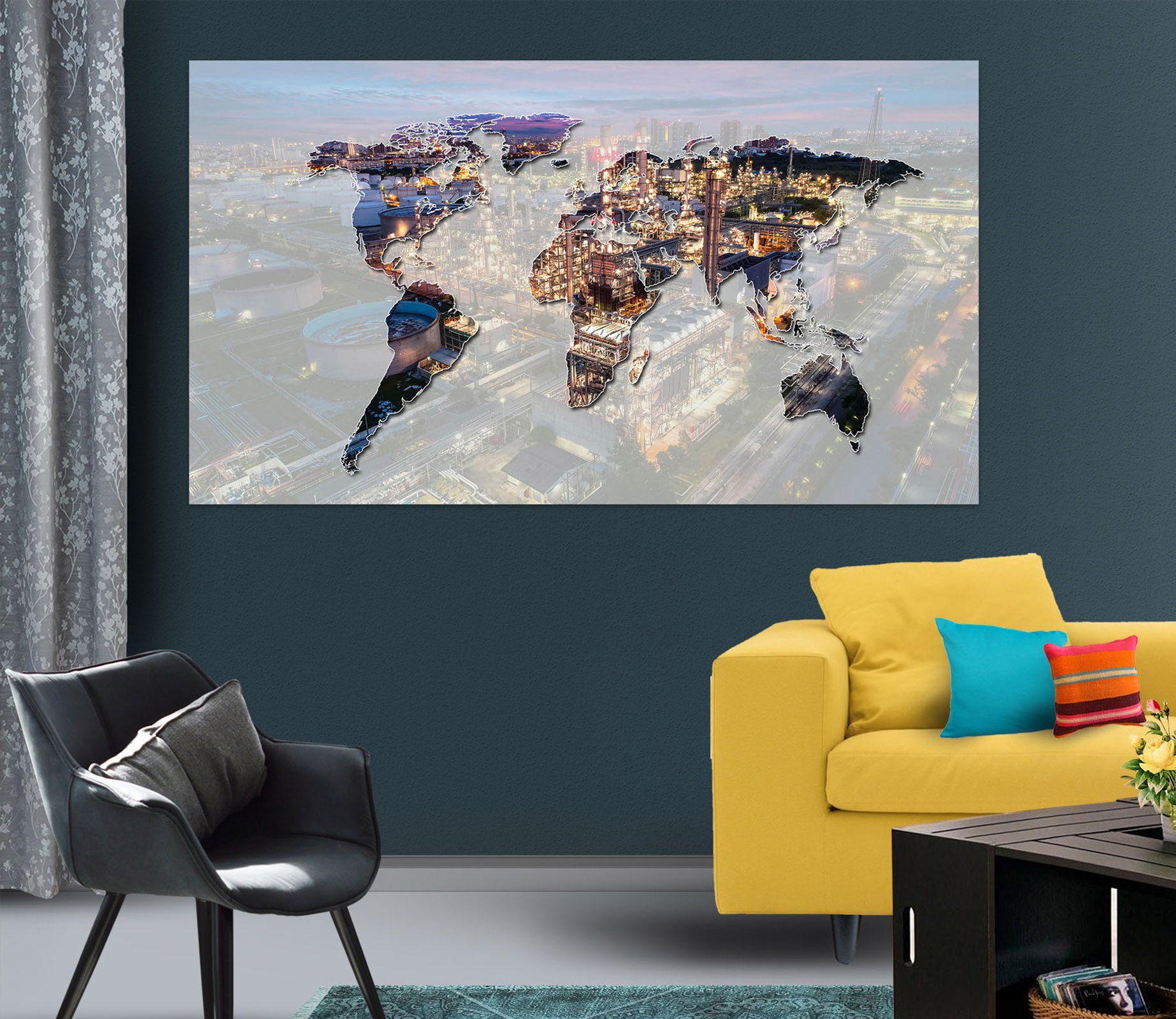 3D Color Pattern 249 World Map Wall Sticker