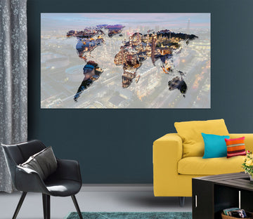 3D Color Pattern 249 World Map Wall Sticker