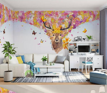 3D Colored Deer Head 058 Wall Murals Wallpaper AJ Wallpaper 2 