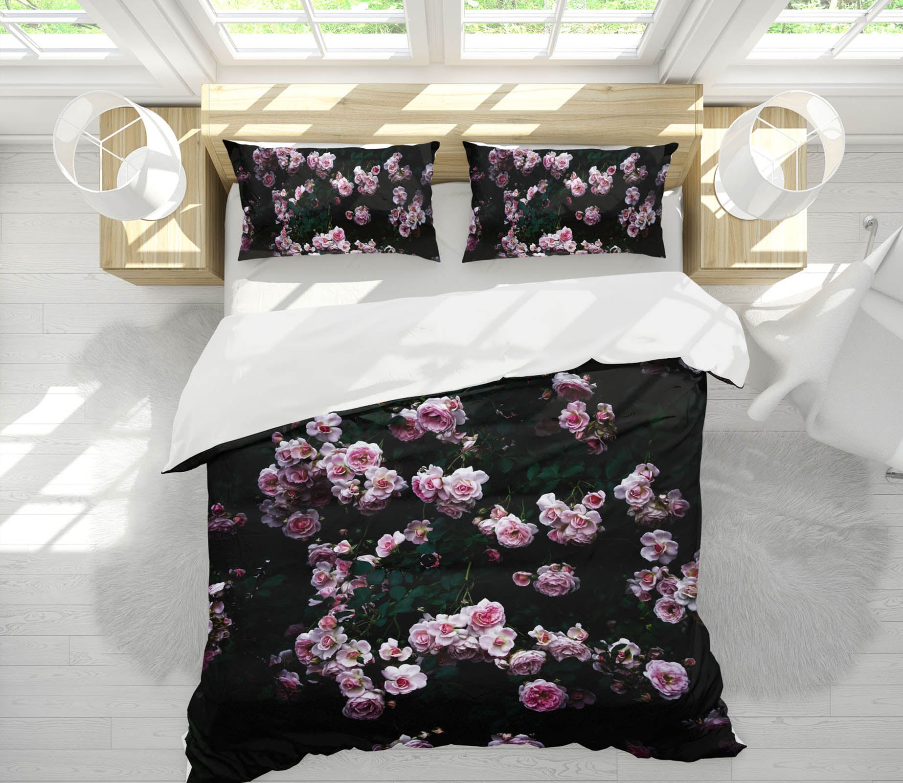 3D Pink Rose 2007 Noirblanc777 Bedding Bed Pillowcases Quilt