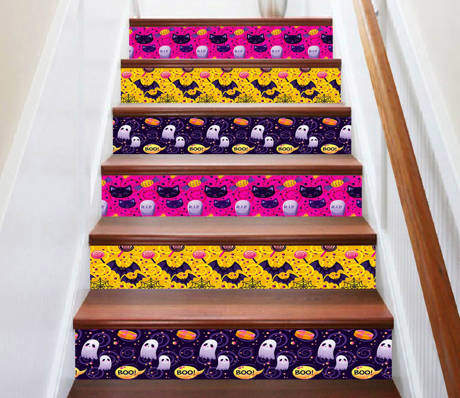 3D Magical Halloween Ghosts 654 Stair Risers