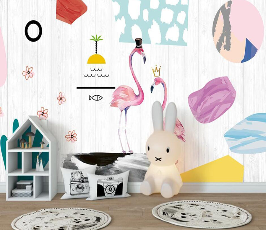 3D Plant Flamingos 1137 Wall Murals