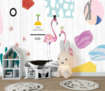 3D Plant Flamingos 1137 Wall Murals