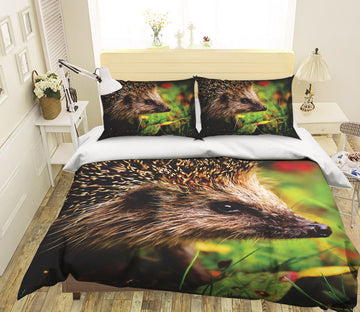 3D Hedgehog Leaves 058 Bed Pillowcases Quilt