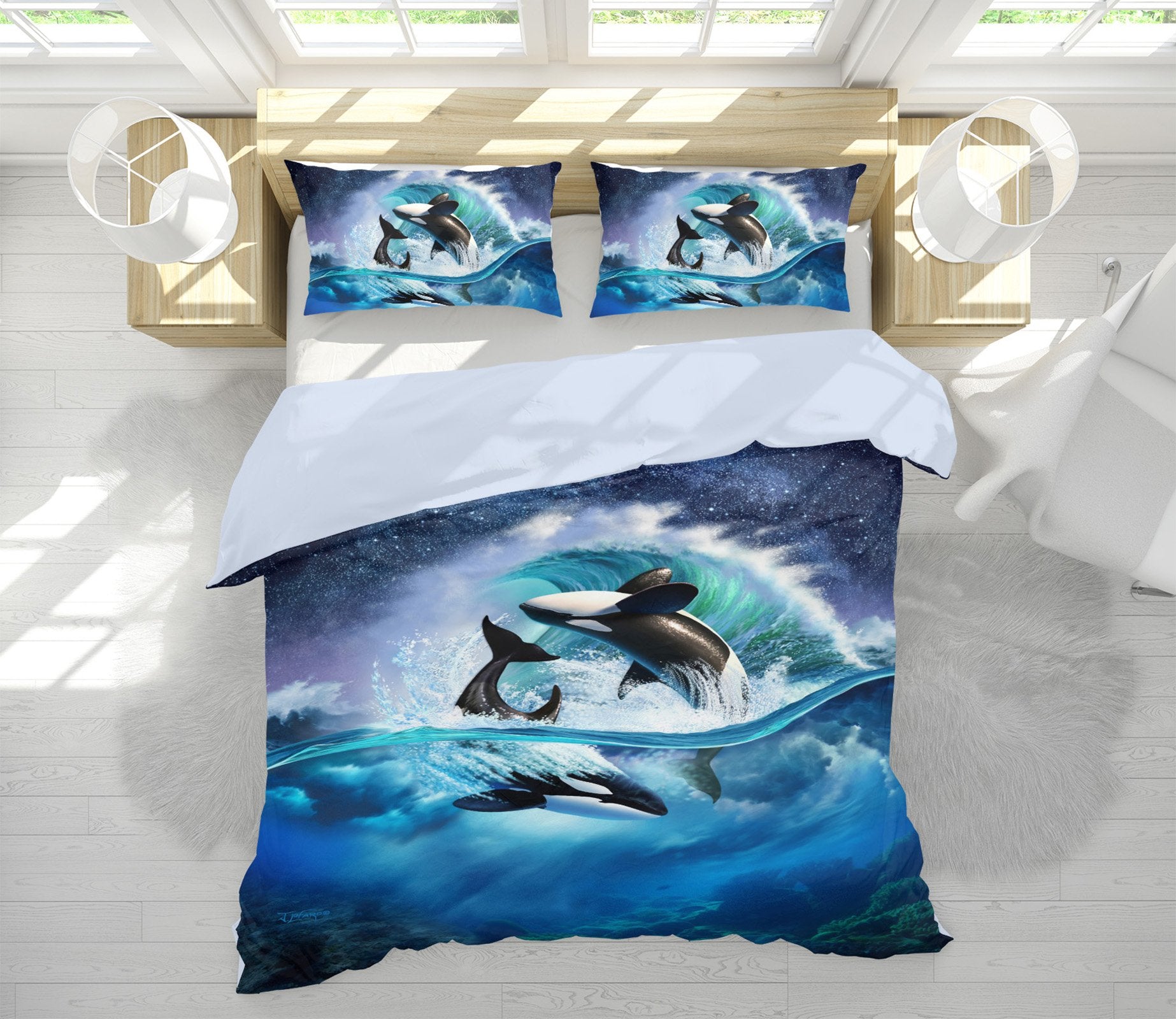 3D AOrca Wave 2128 Jerry LoFaro bedding Bed Pillowcases Quilt Quiet Covers AJ Creativity Home 