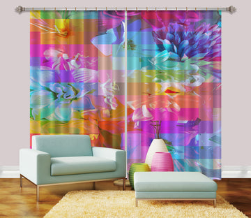 3D Color Mosaic Flowers 19182 Shandra Smith Curtain Curtains Drapes