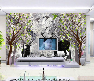 3D Fawn Tree 121 Wall Murals Wallpaper AJ Wallpaper 2 