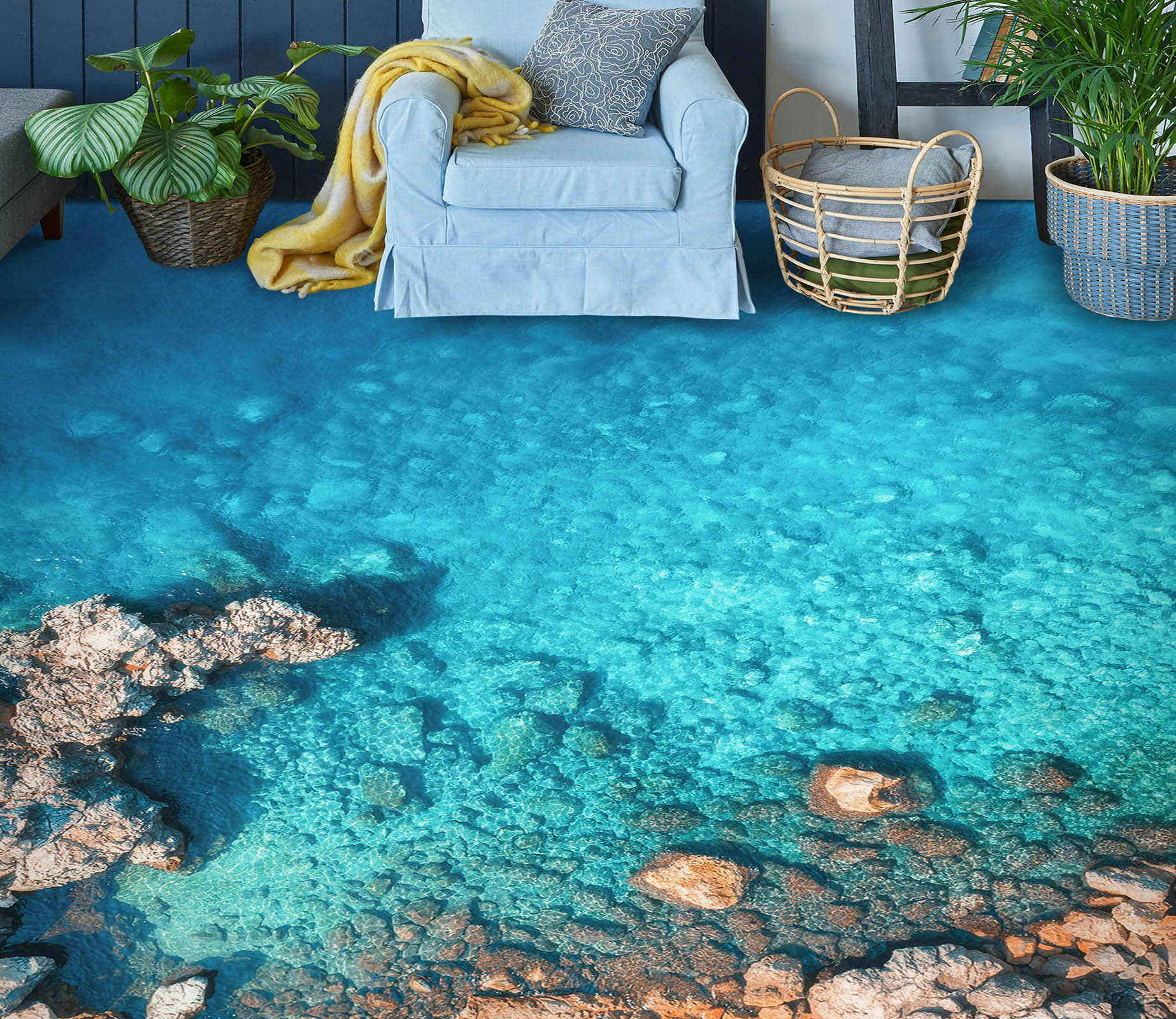 3D Blue Shallow Sea 286 Floor Mural