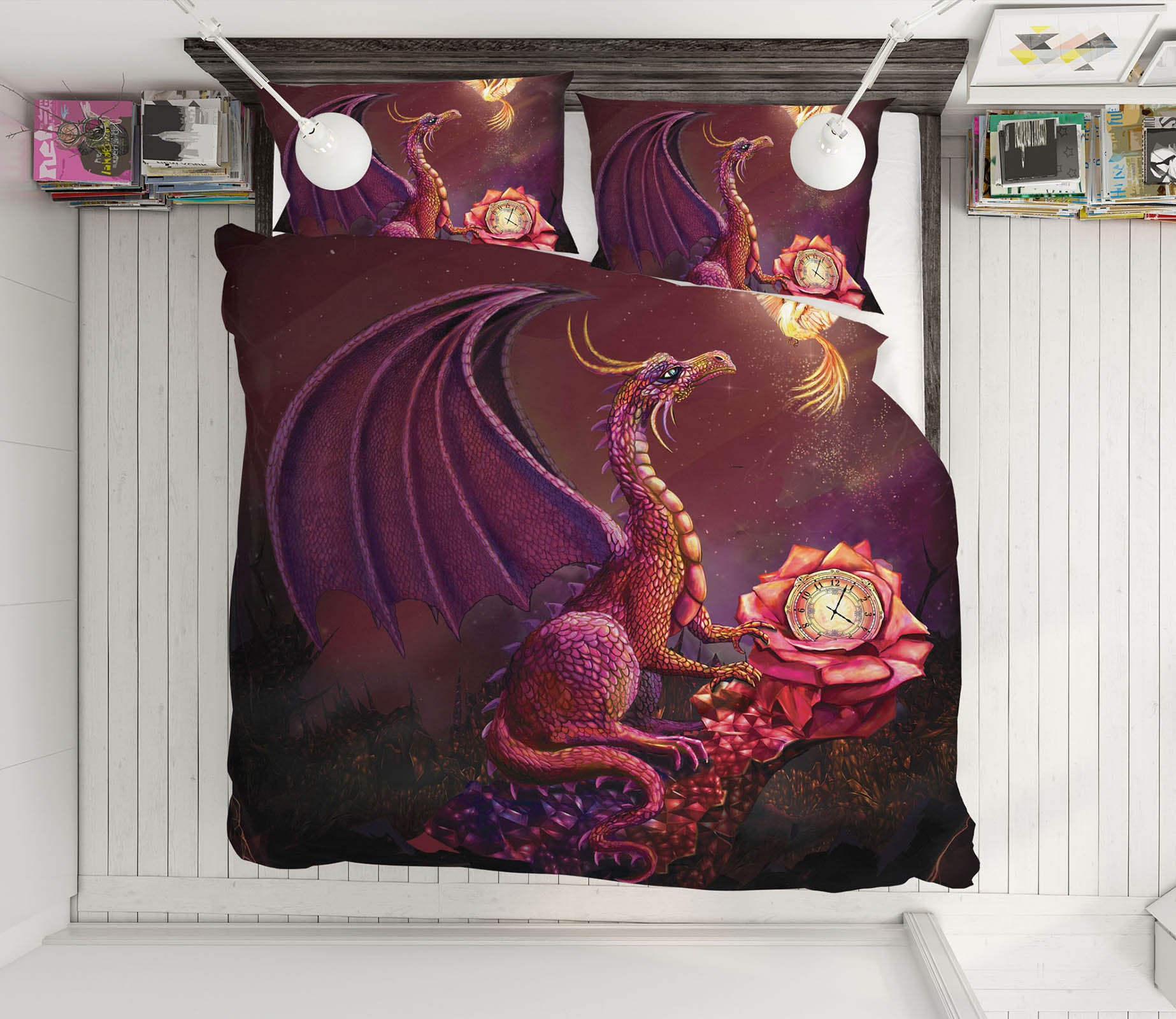 3D Phoenix Dragon 127 Rose Catherine Khan Bedding Bed Pillowcases Quilt