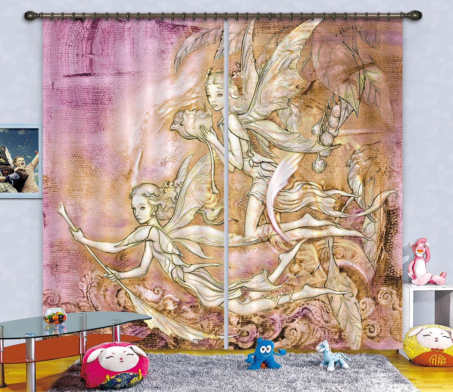 3D Elf Pattern 8006 Ciruelo Curtain Curtains Drapes