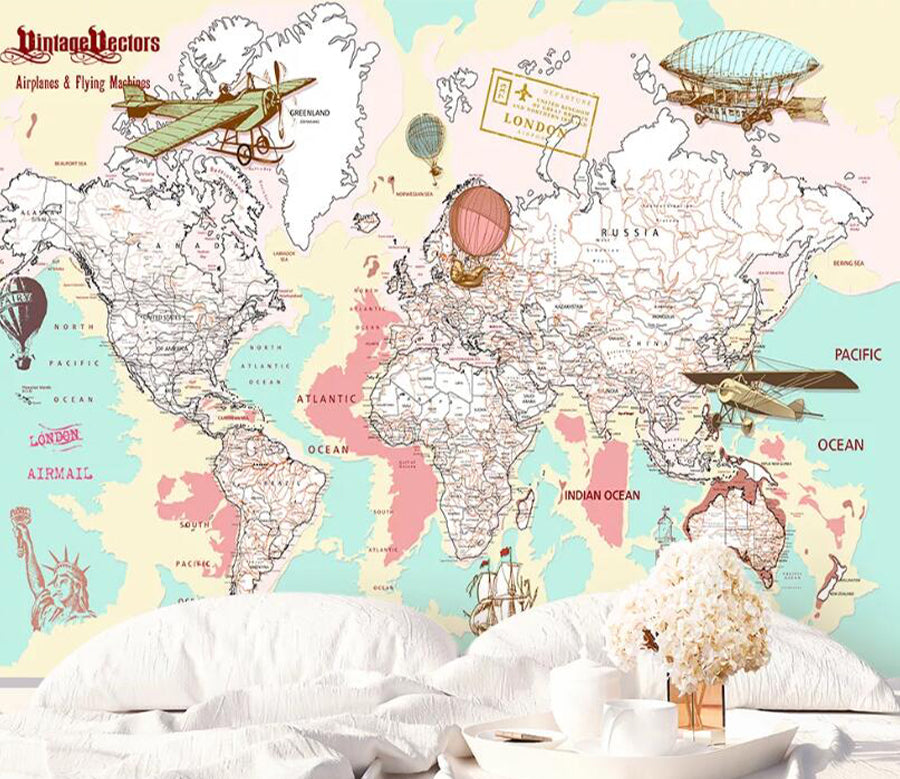 3D Helicopter Map WC1537 Wall Murals