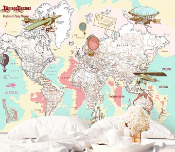 3D Helicopter Map WC1537 Wall Murals