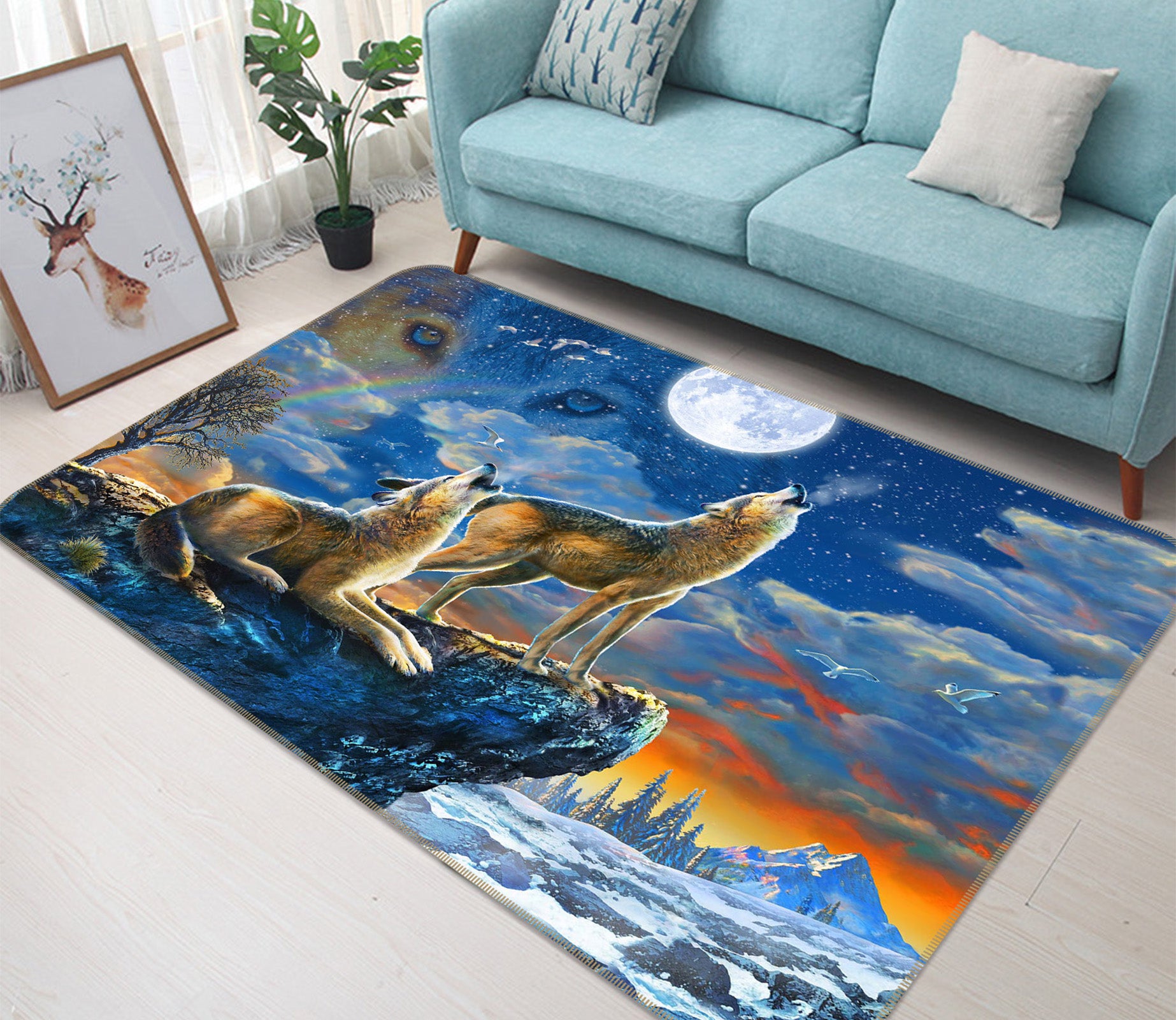 3D Wolverine At Night 1079 Adrian Chesterman Rug Non Slip Rug Mat