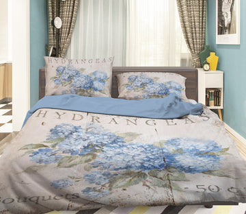 3D Blue Hydrangea 031 Debi Coules Bedding Bed Pillowcases Quilt