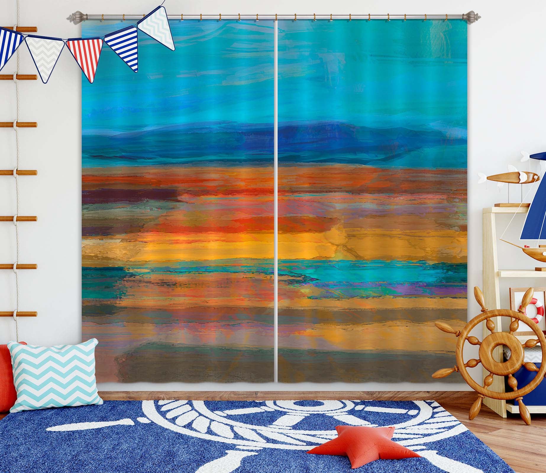 3D Color Sunset 241 Michael Tienhaara Curtain Curtains Drapes
