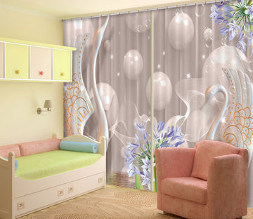 3D White Sphere 133 Curtains Drapes