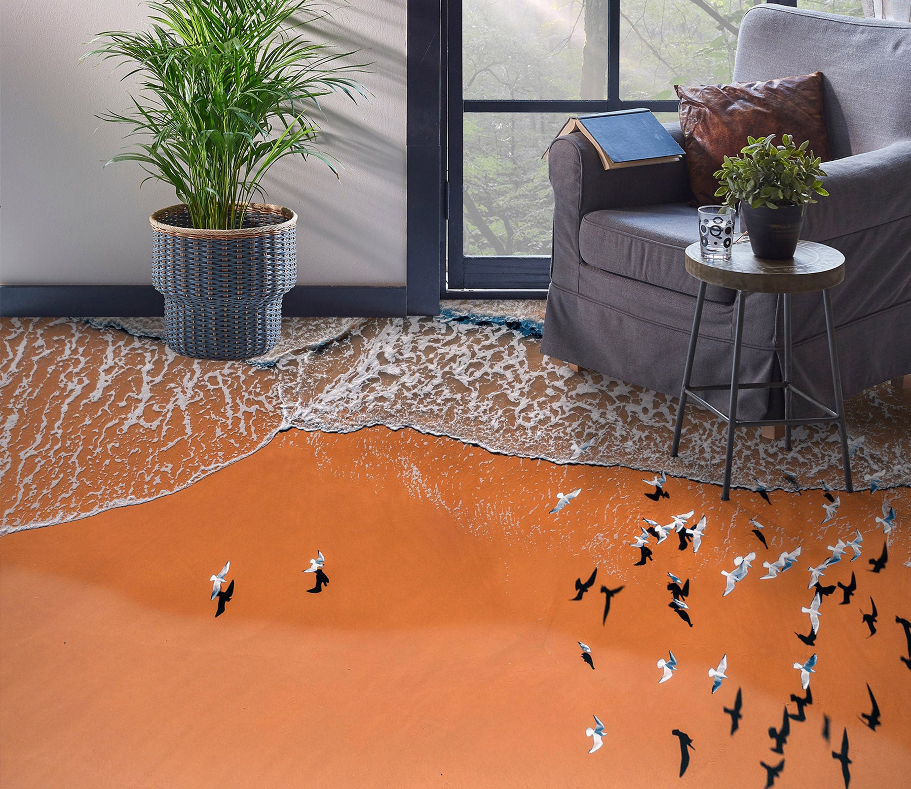 3D Black And White Birds 873 Floor Mural  Wallpaper Murals Rug & Mat Print Epoxy waterproof bath floor