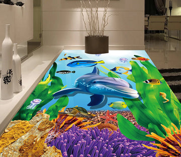 3D Blue Seaweed 544 Floor Mural  Wallpaper Murals Rug & Mat Print Epoxy waterproof bath floor