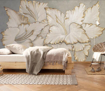 3D White Phnom Penh Flowers 2052 Wall Murals