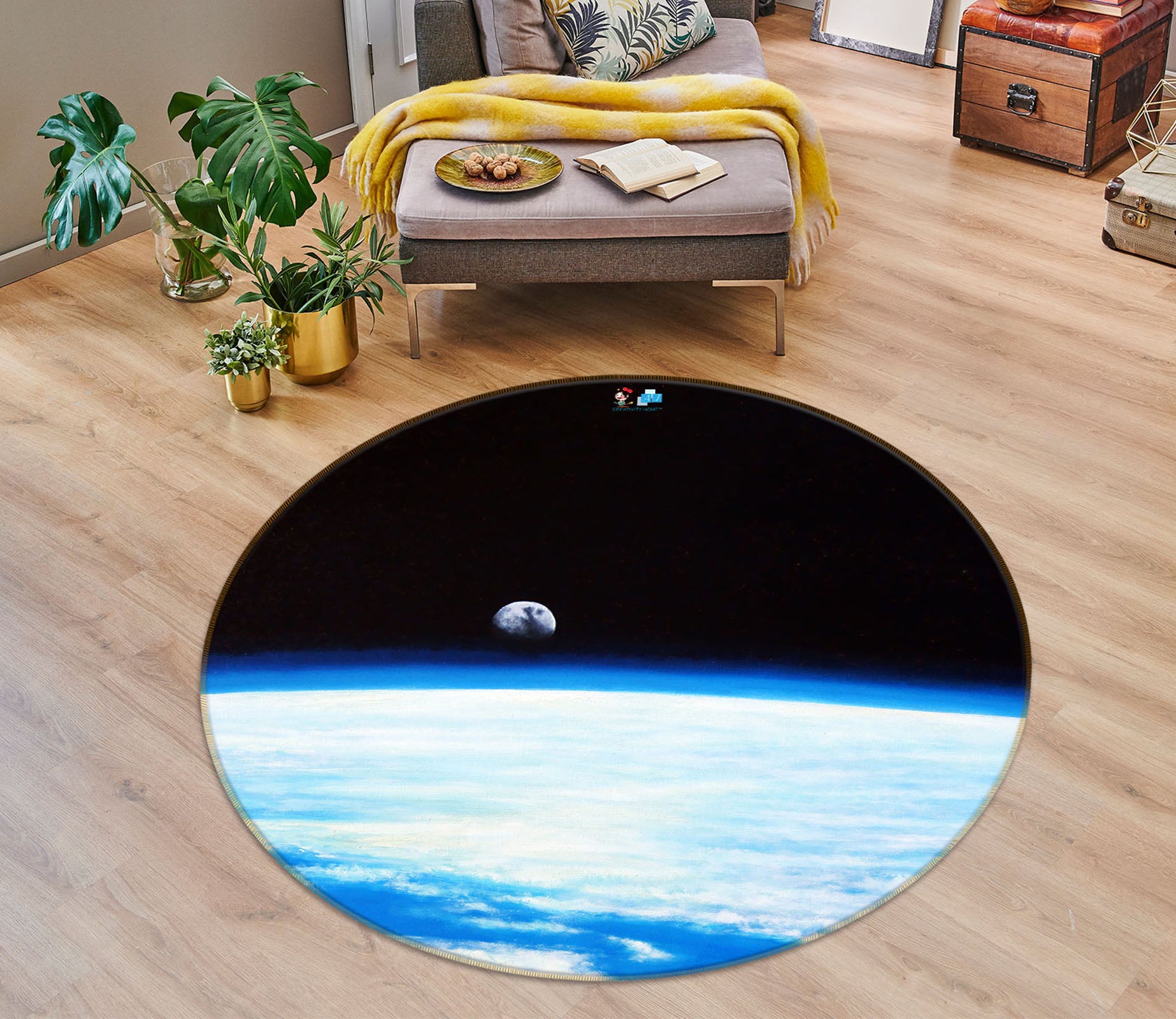 3D Earth 11090 Matthew Holden Bates Rug Round Non Slip Rug Mat