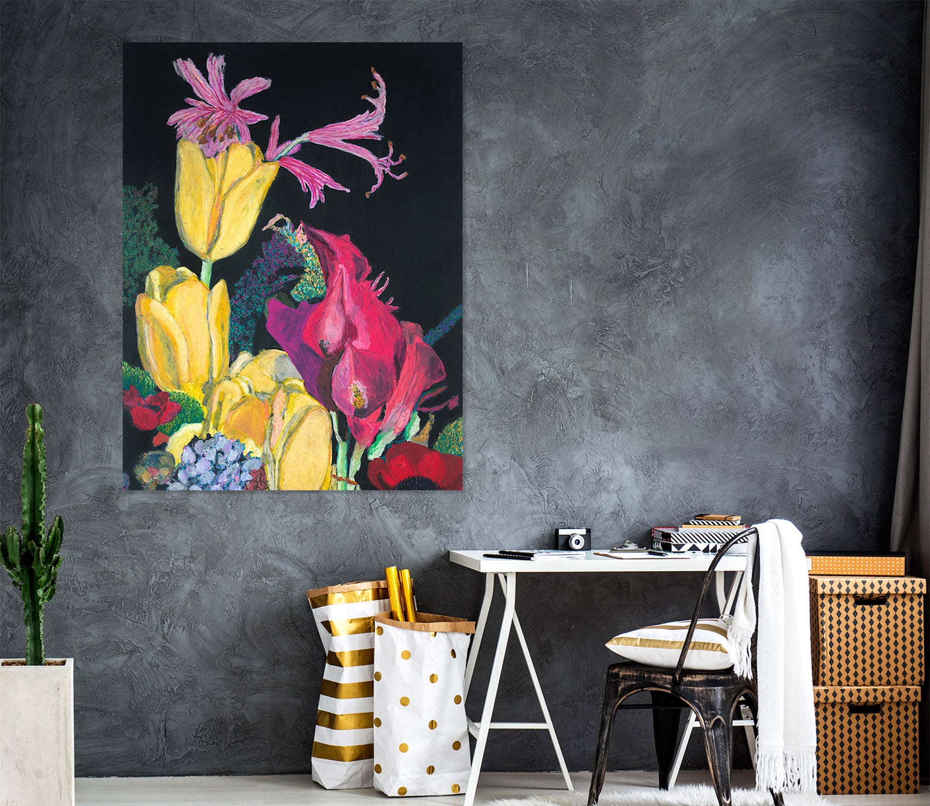3D Yellow Tulips 312 Allan P. Friedlander Wall Sticker
