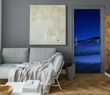 3D Night Blue Woods Mountains 122127 Marco Carmassi Door Mural