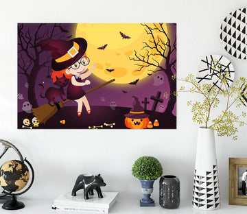 3D Cute Witch Bat Cat 003 Halloween Wall Stickers Wallpaper AJ Wallpaper 2 