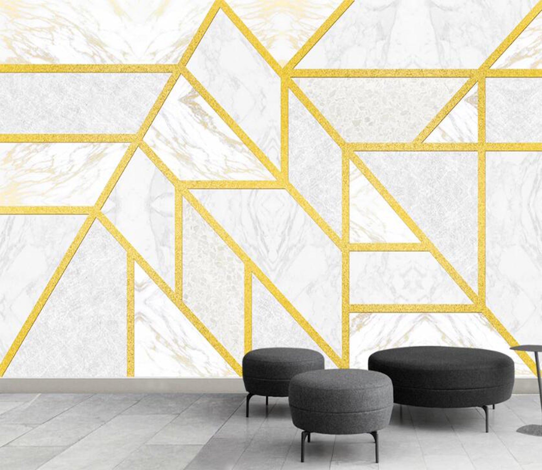 3D The Spread Of Thick Golden Lines 2340 Wall Murals