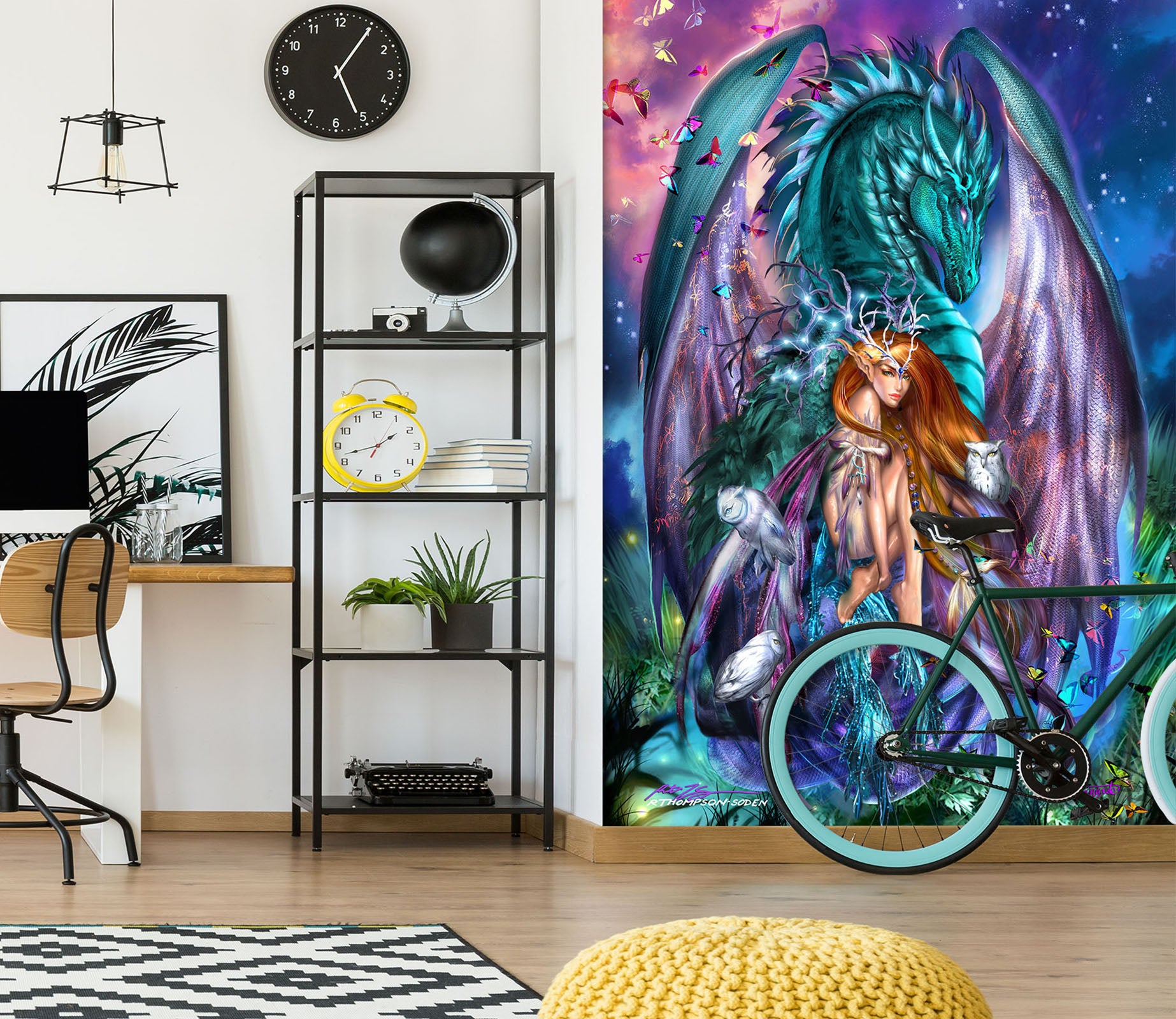 3D Butterfly Dragon Girl 8154 Ruth Thompson Wall Mural Wall Murals