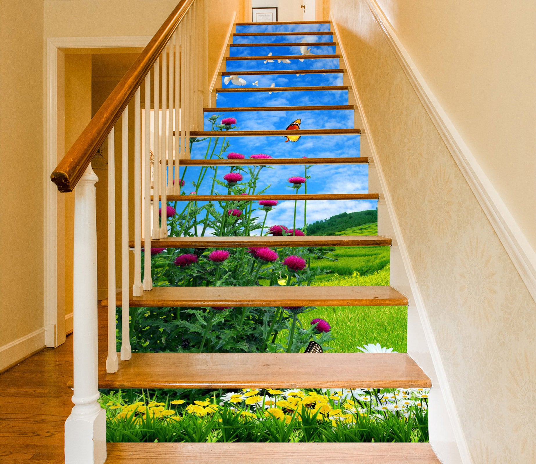 3D Flowers And Grass 061 Stair Risers