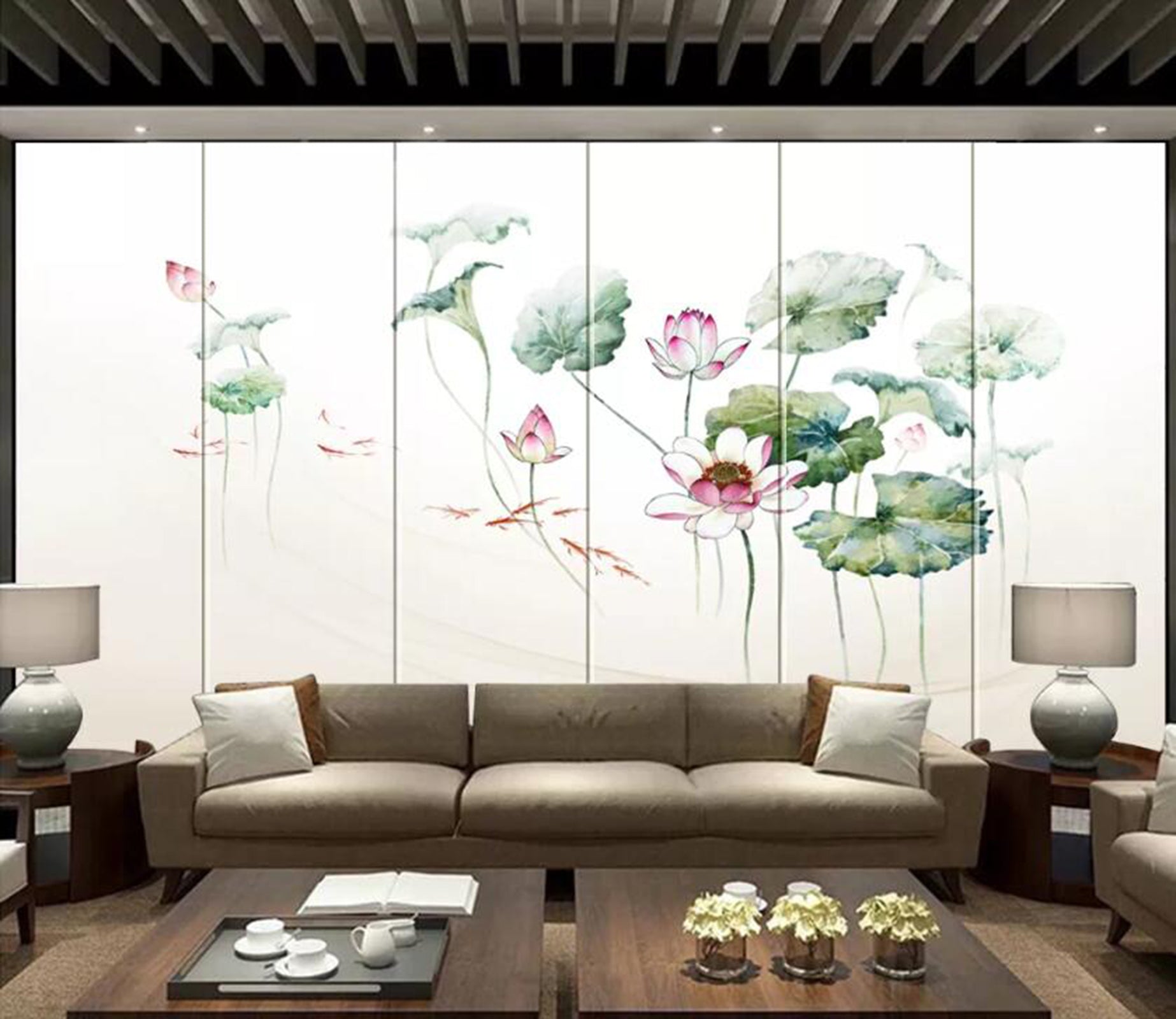 3D Lotus Leaf WC76 Wall Murals Wallpaper AJ Wallpaper 2 