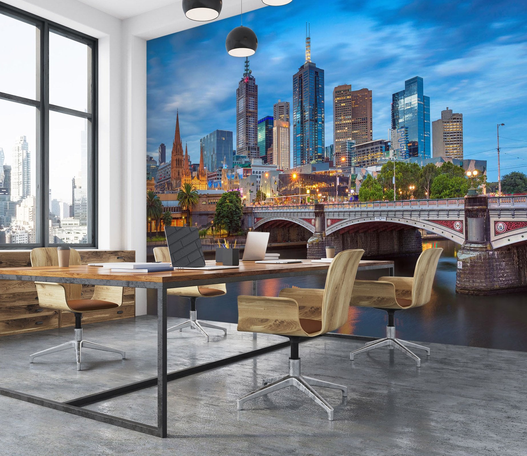 3D colorful city buildings beside the bridge 22 Wall Murals Wallpaper AJ Wallpaper 