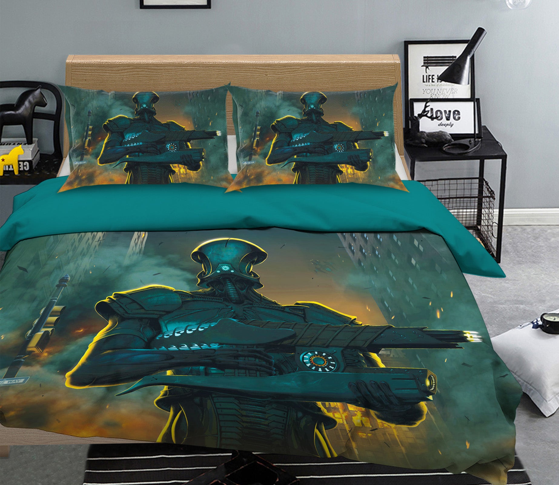 3D Robot Invasion 053 Bed Pillowcases Quilt Exclusive Designer Vincent