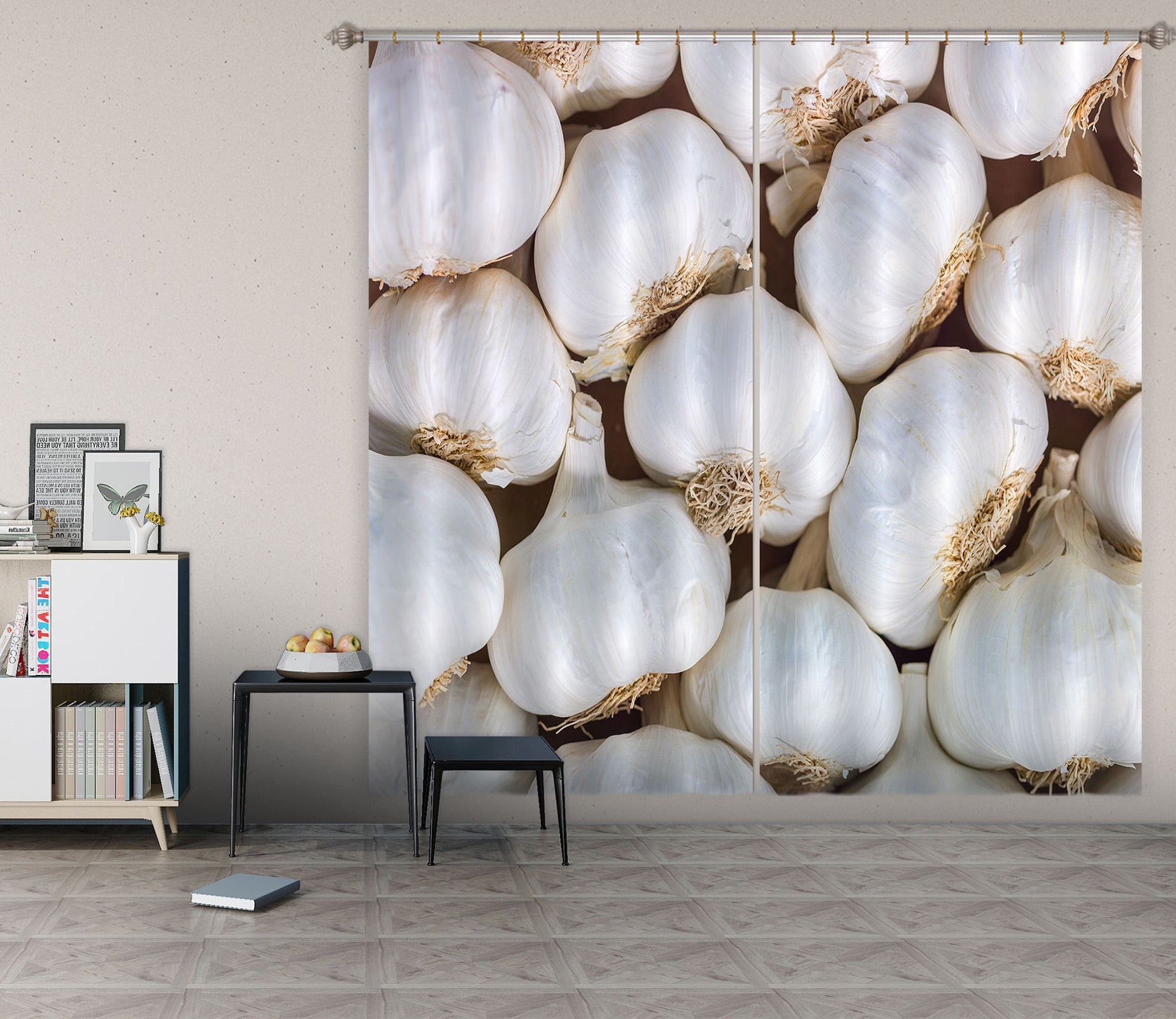 3D White Garlic 6557 Assaf Frank Curtain Curtains Drapes