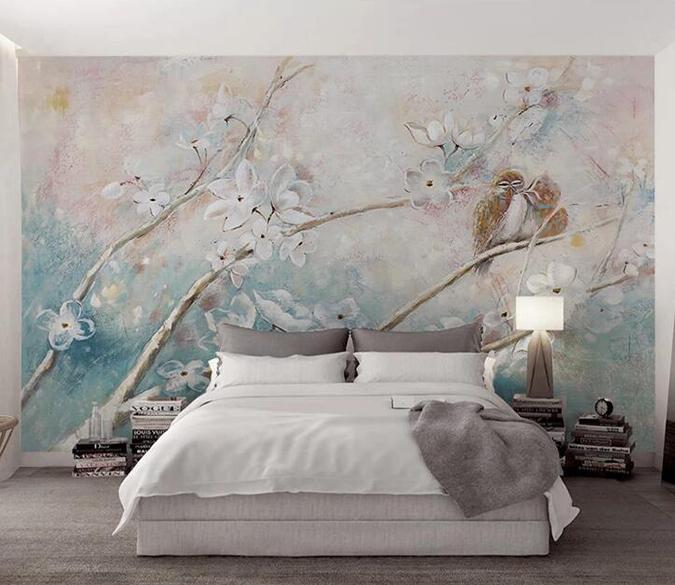 3D White Flowers 300 Wall Murals Wallpaper AJ Wallpaper 2 