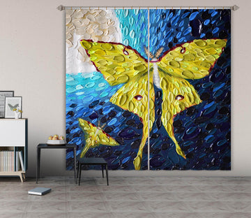 3D Yellow Butterfly 051 Dena Tollefson Curtain Curtains Drapes