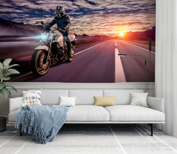 3D Dusk Motorcycle 382 Vehicle Wall Murals
